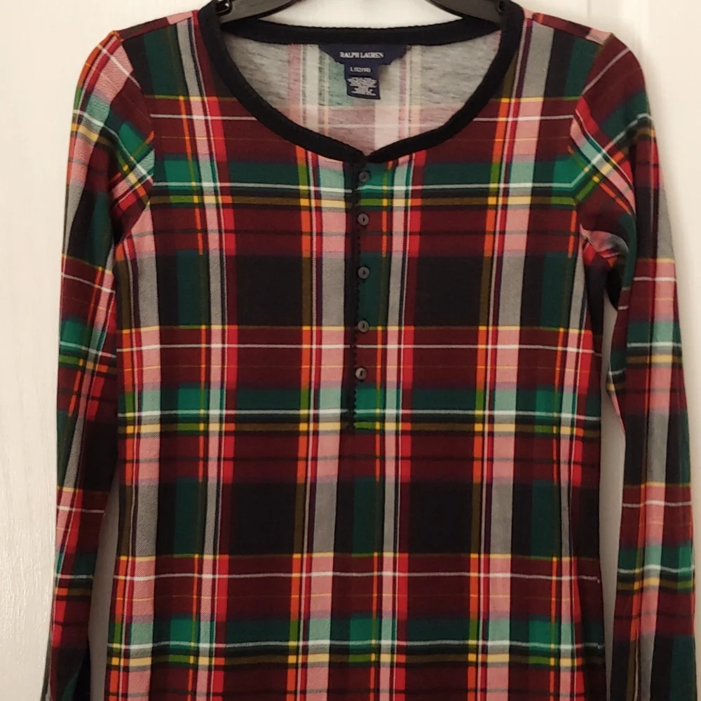 Ralph Lauren Plaid Ruffled Bottom Dress. Size Large 12-14. Holiday. Portrait